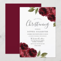 Boy Girl Burgundy Red Flowers Christening Baptism