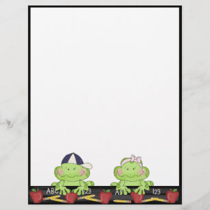 Boy & Girl Frog School Teacher Fun Letterhead