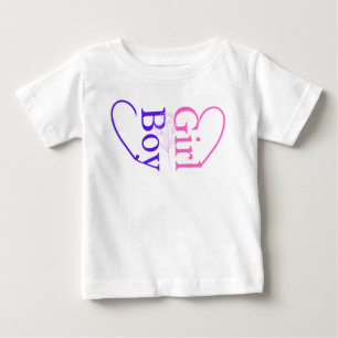 Boy Girl Heart Baby Twin Gender Reveal T-Shirt