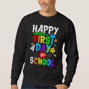 Boy Girl Pupil Happy First 1st Day Of School Back  Sweatshirt