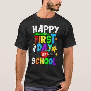 Boy Girl Pupil Happy First 1st Day Of School Back  T-Shirt