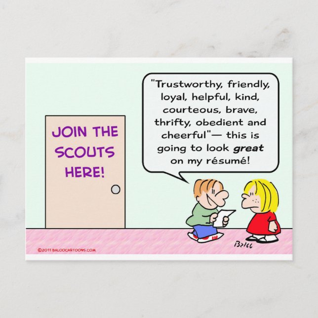 boy girl scouts join great resume postcard (Front)