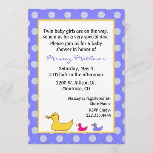 Boy & Girl Twins Baby Shower Invitation