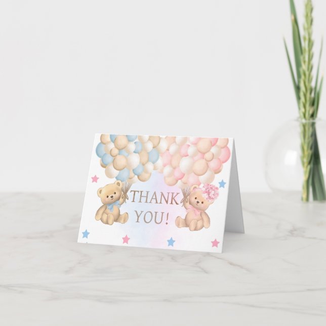 Boy Girl Twins Baby Shower Thank You Card (Front)