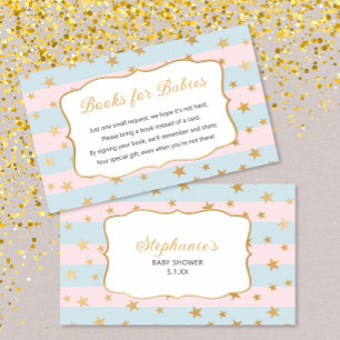 Boy Girl Twins Gold Stars book request card