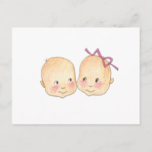 Boy Girl Twins Graphic Postcard