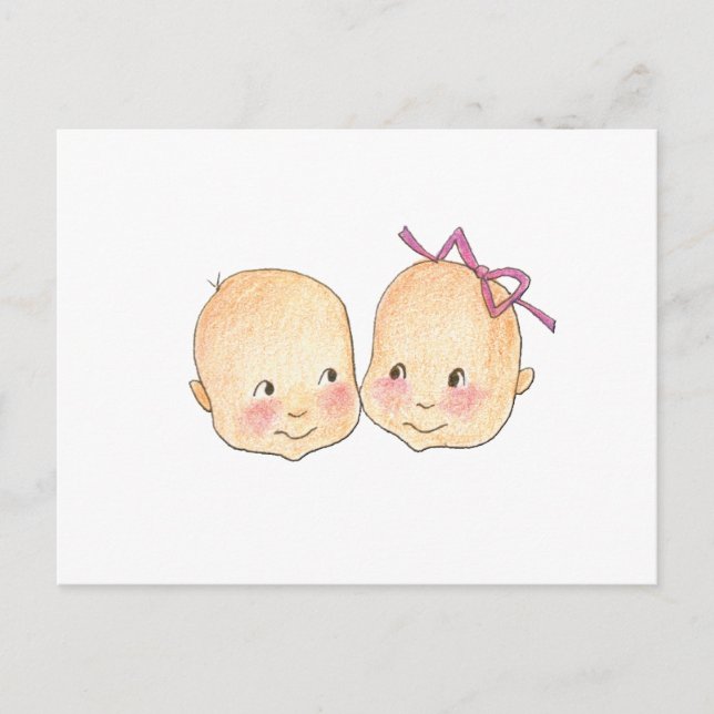 Boy Girl Twins Graphic Postcard (Front)