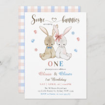 Boy Girl Twins Some Bunnies 1st Birthday