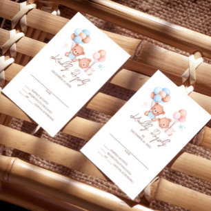 Boy Girl Twins Teddy Bear Baby Shower RSVP Card