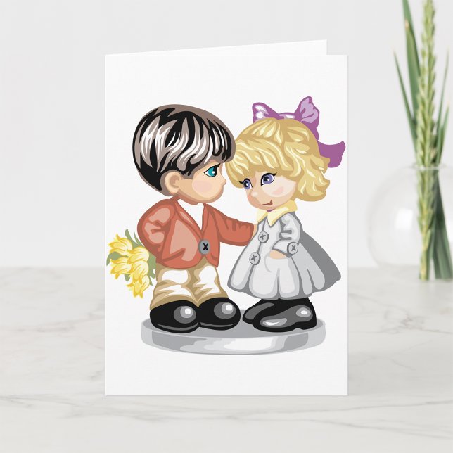 Boy Giving A Girl Flowers Greeting Cards (Creator Uploaded)