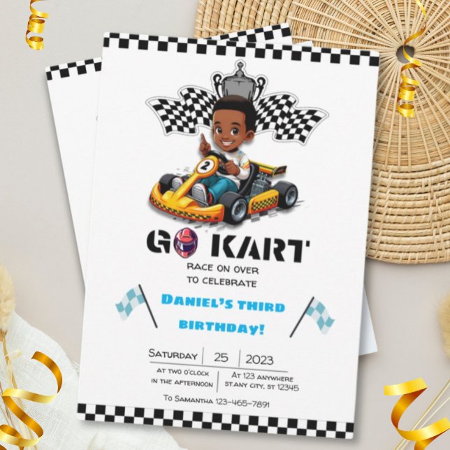 Boy Go-kart racing birthday invitations (Creator Uploaded)