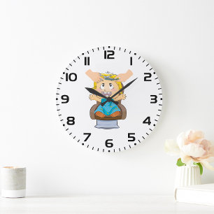Boy Going To School  Large Clock
