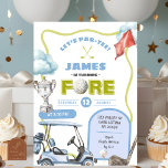 Boy Golf Kid's Fore Birthday Invitation<br><div class="desc">Boy Golf Kid's Fore Birthday Invitation,  Let's Par-tee Golf Cart Birthday Invitation,  Editable Golf Turning Fore Kids Birthday</div>
