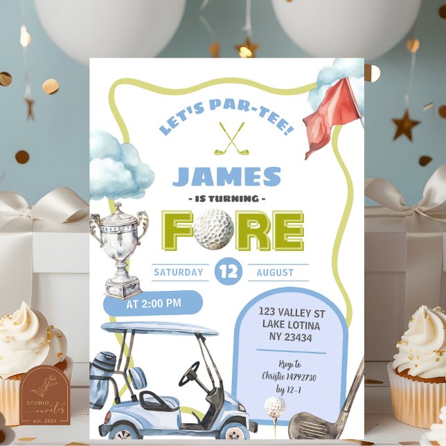 Boy Golf Kid's Fore Birthday Invitation (Creator Uploaded)