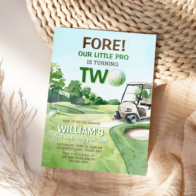 Boy Golf Par-tee 2nd Birthday Invitation (Creator Uploaded)