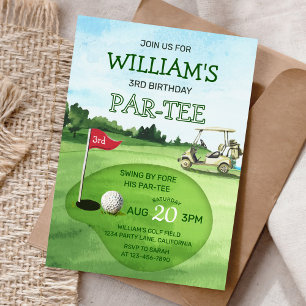 Boy Golf Theme 3rd Birthday Par-Tee Invitation