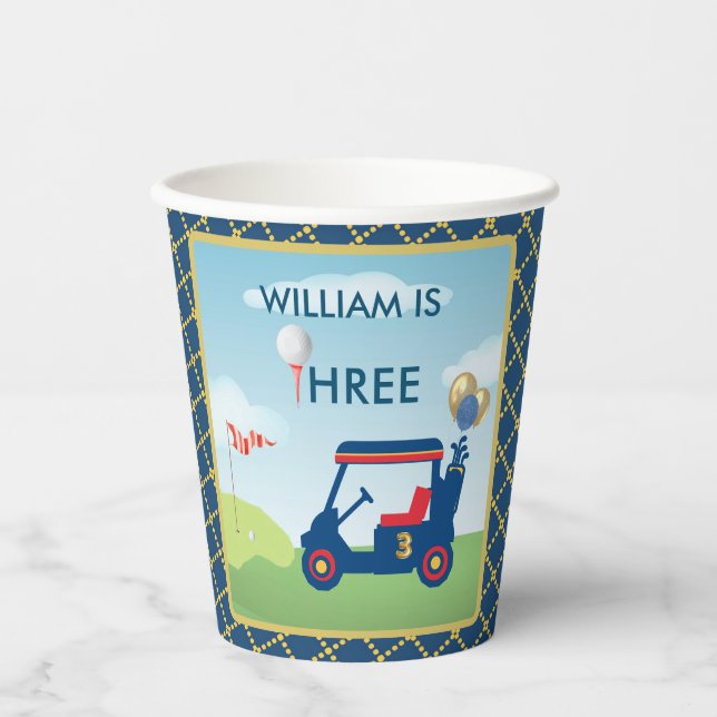 Boy Golf Theme 3rd Birthday Party  Paper Cups (Front)