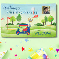Boy Golf Theme 4th Birthday Party  Banner