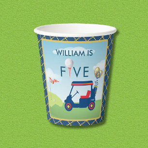 Boy Golf Theme 5th Birthday Party Paper Cups