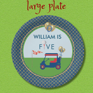 Boy Golf Theme 5th Birthday Party  Paper Plate