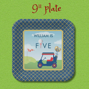 Boy Golf Theme 5th Birthday Party Paper Plate