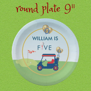 Boy Golf Theme 5th Birthday Party  Paper Plate