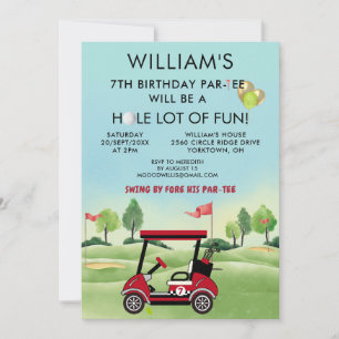 Boy Golf Theme 7th Birthday Par-Tee Invitation