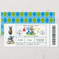 Boy Golf Ticket Style 1st Birthday Party