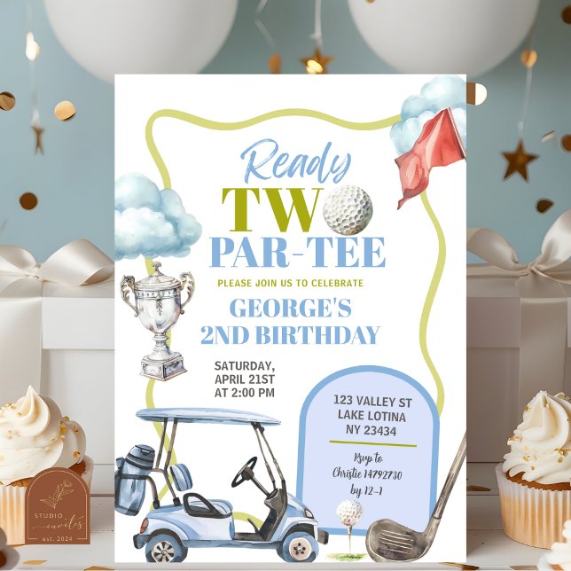 Boy Golf Two Par-Tee 2nd Birthday  Invitation (Creator Uploaded)