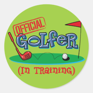 Boy Golfer In Training Classic Round Sticker