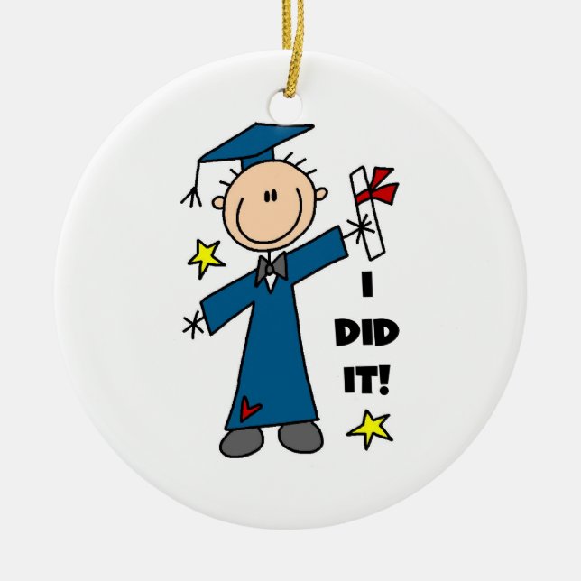 Boy Graduate Ceramic Tree Decoration (Front)