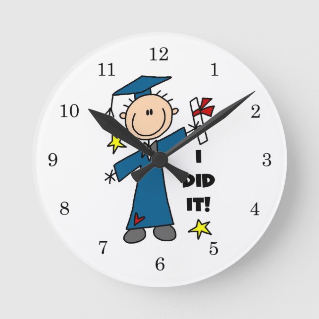 Boy Graduate Round Clock (Front)