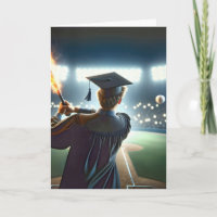 Boy Graduate Swinging a Flaming Baseball Bat