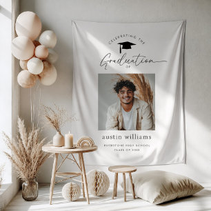 Boy Graduation Celebration Photo Welcome Tapestry