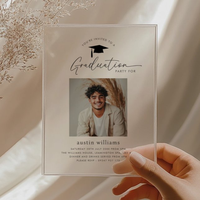 Boy Graduation Party Photo Acrylic Invitations (Creator Uploaded)