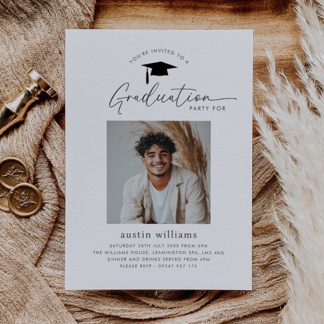Boy Graduation Party Photo Invitation (Creator Uploaded)