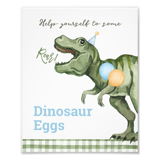 Boy Green Green Dinosaur 1st Birthday Party Sign (Front)