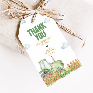Boy Green Tractor Birthday Party Favour Tags
