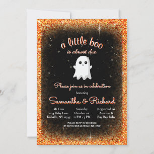 Boy Halloween Cute Ghost Little Boo Baby Shower  Invitation