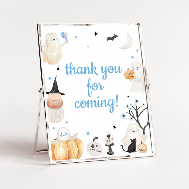 Boy Halloween Little Boo Thank you for Coming Poster (A Little Boo Baby Shower Thank you for Coming Sign)