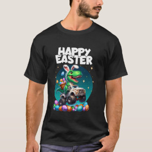 Boy Happy Easter Bunny T-Rex Dinosaur Monster Truc T-Shirt