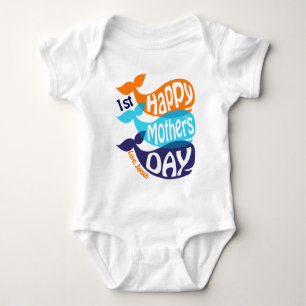 Boy Happy First Mother's Day Bodysuit Whale Shirt
