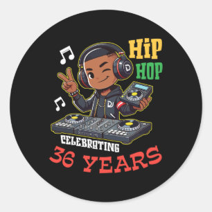 Boy Hip Hop Celebrating 36 Years Old Happy Birthda Classic Round Sticker