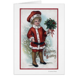 Boy Holding a Bushel of Holly