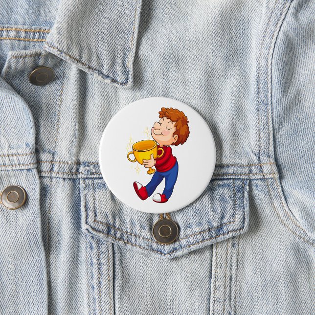 Boy Holding Golden Trophy Award Winner 7.5 Cm Round Badge (Creator Uploaded)