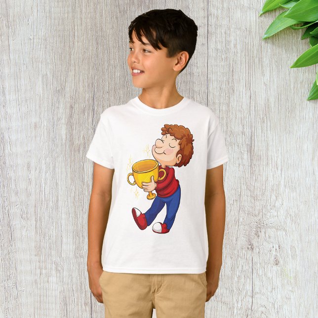 Boy Holding Golden Trophy Award Winner T-Shirt (Creator Uploaded)