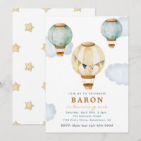 Boy Hot Air Balloon Birthday Invitations