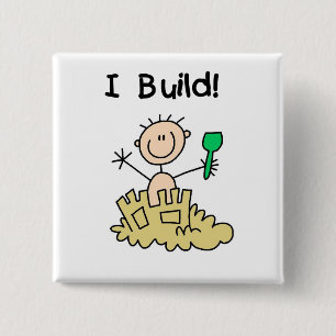 Boy I Build Castles Tshirts and Gifts 15 Cm Square Badge