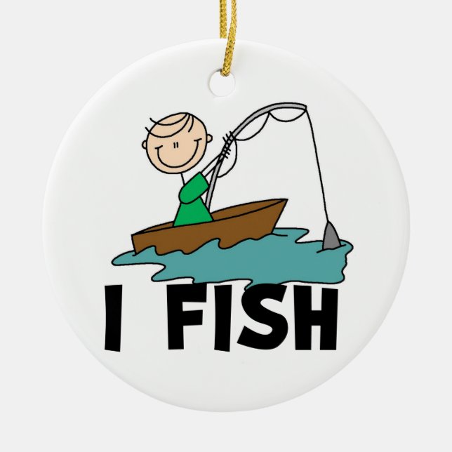 Boy I Fish Ceramic Tree Decoration (Front)