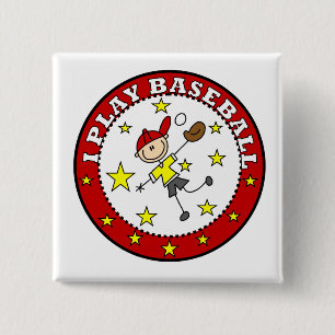 Boy I Play Baseball T-shirts and Gifts 15 Cm Square Badge
